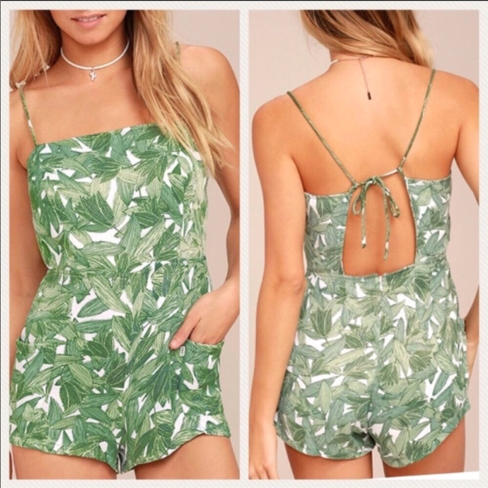 Obey green leaf romper size 30 or medium